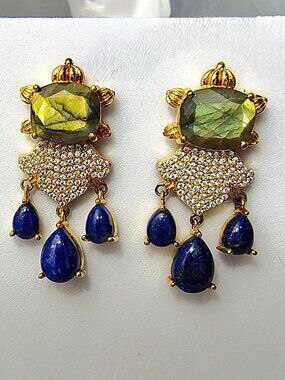 Hespera Labradorite and Lapis Earrings